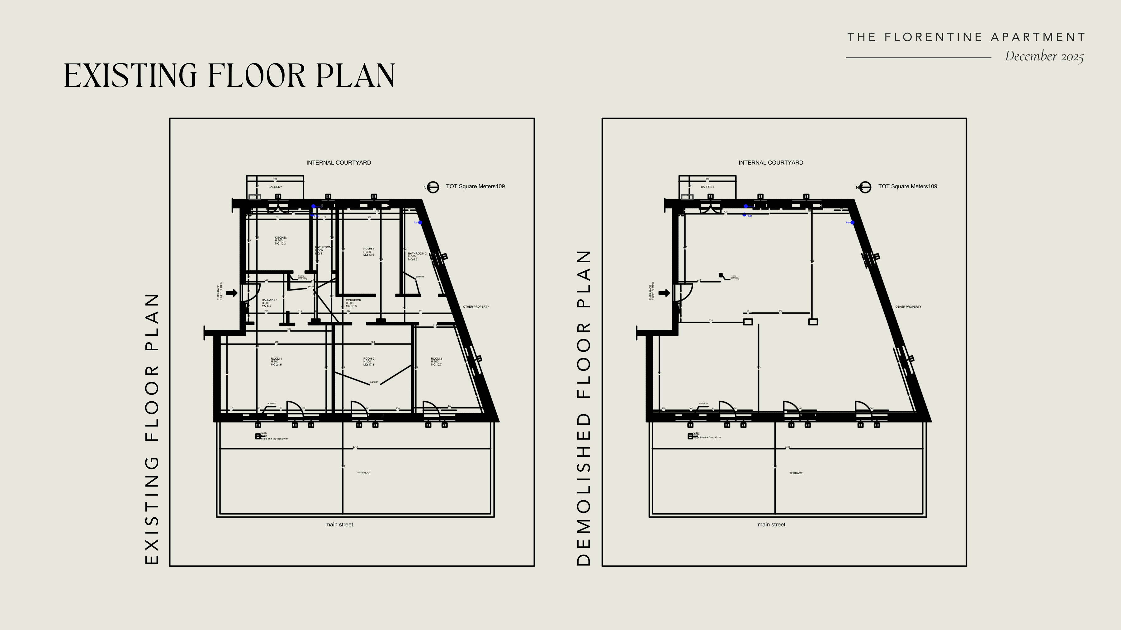Existing and demolished floor plan